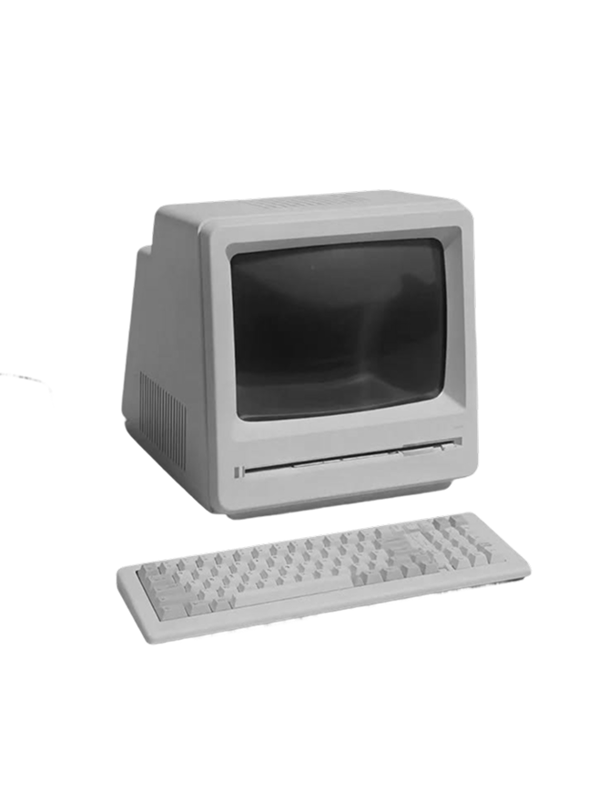 Retro datamaskin med tastatur